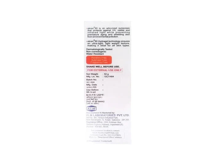 Ekran 80 Hydragel Blue Light Sunscreen SPF 80+ PA++++