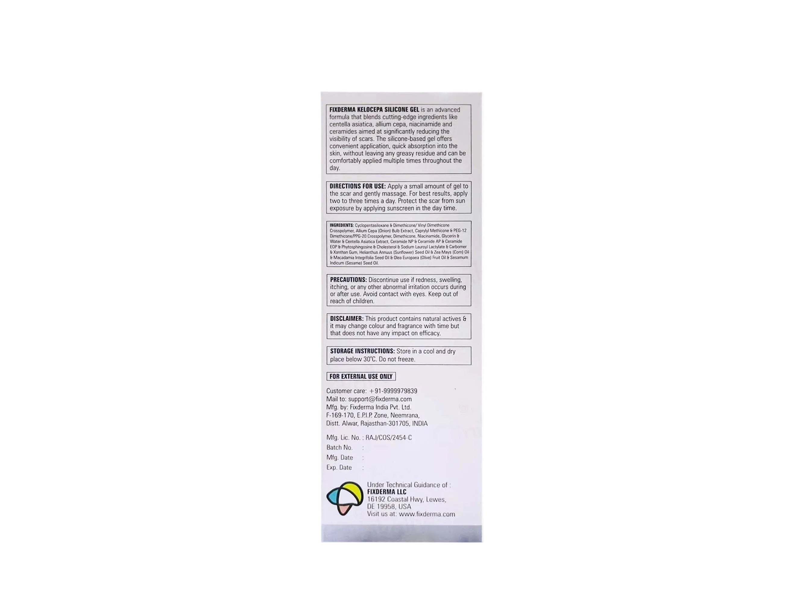 Fixderma Kelocepa Silicone Scar Gel