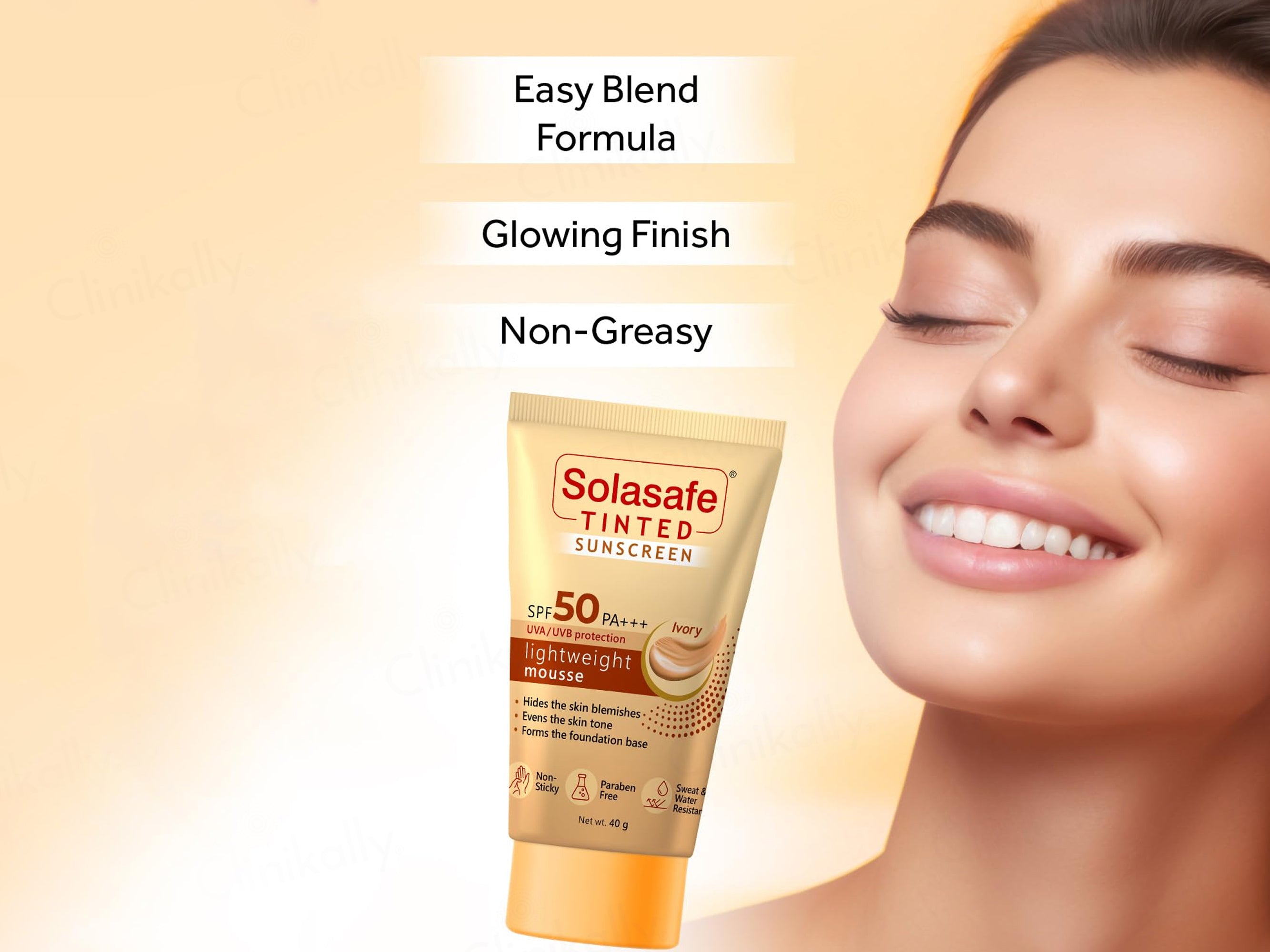 Solasafe Tinted Ivory Lightweight Mousse Sunscreen SPF 50 PA+++