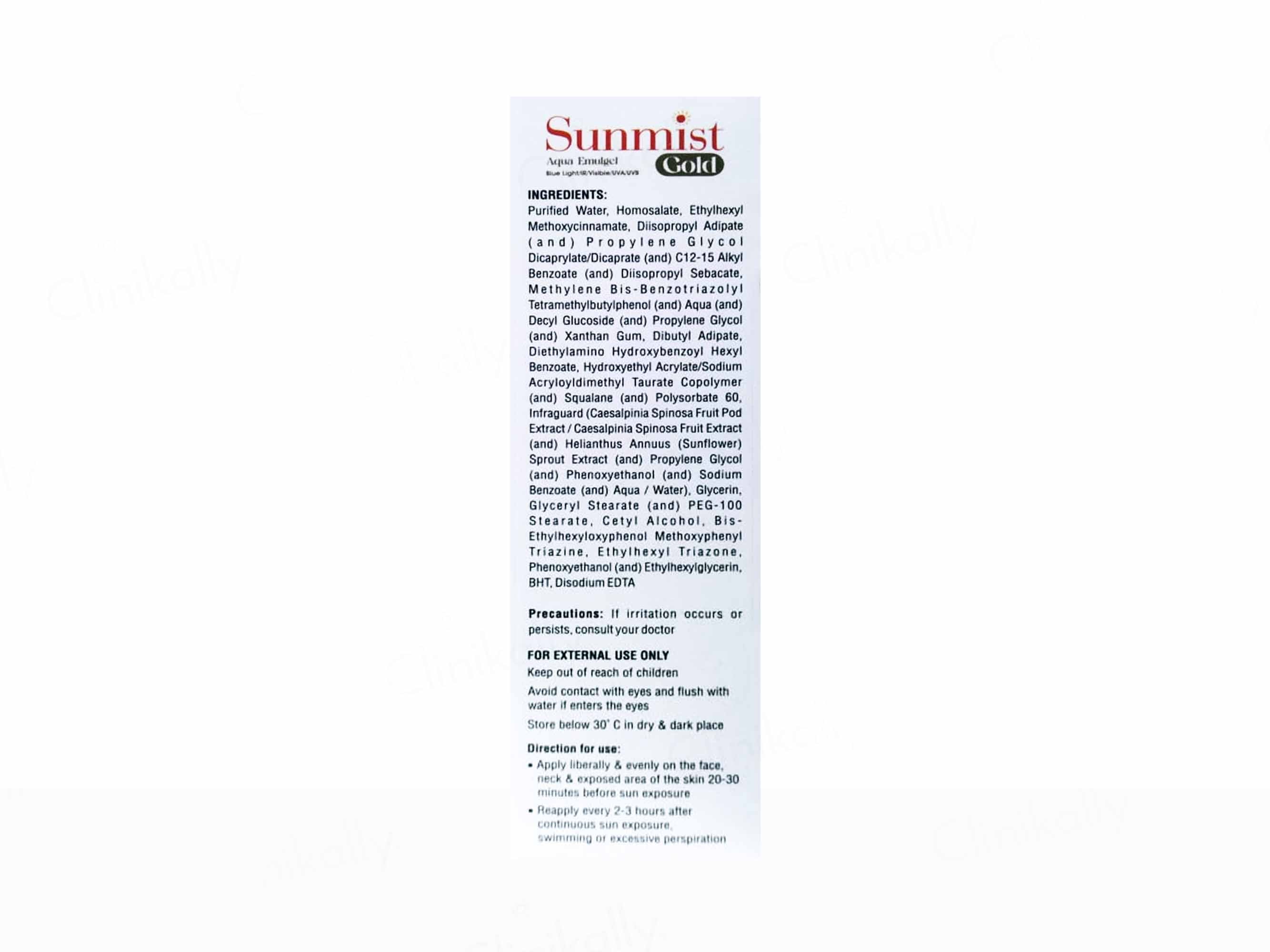 Sunmist Gold Aqua Emulgel Sunscreen SPF 80+ PA++++