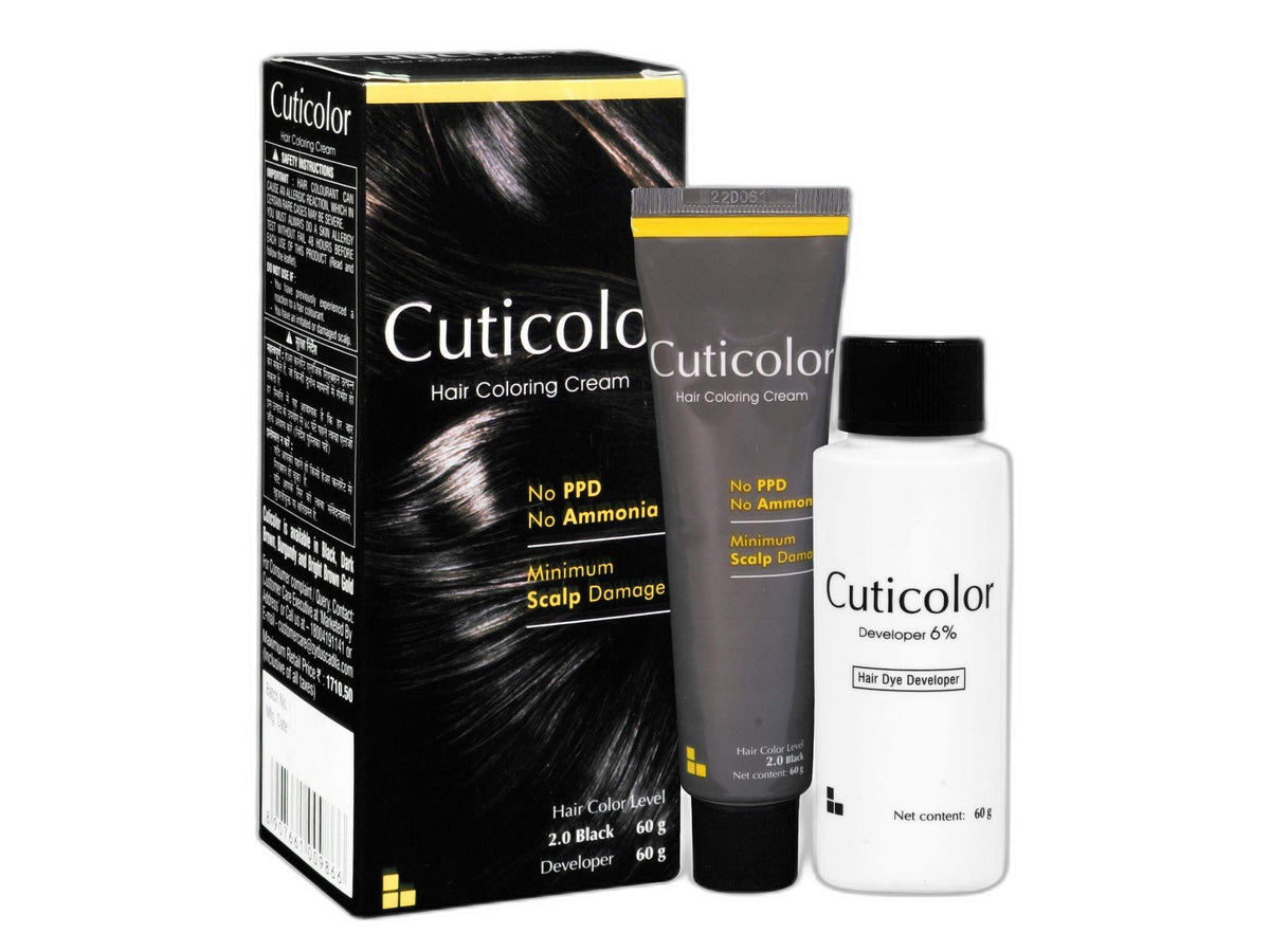 Cuticolor Hair Coloring Cream Black 2.0